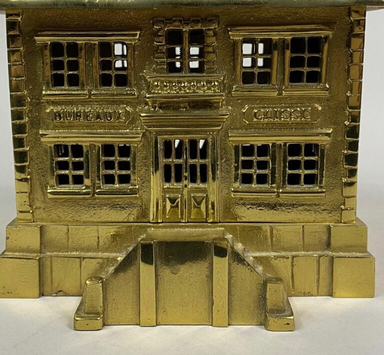 Tirelire en bronze en forme de banque - 18,5 x 16,5 x 15 cm