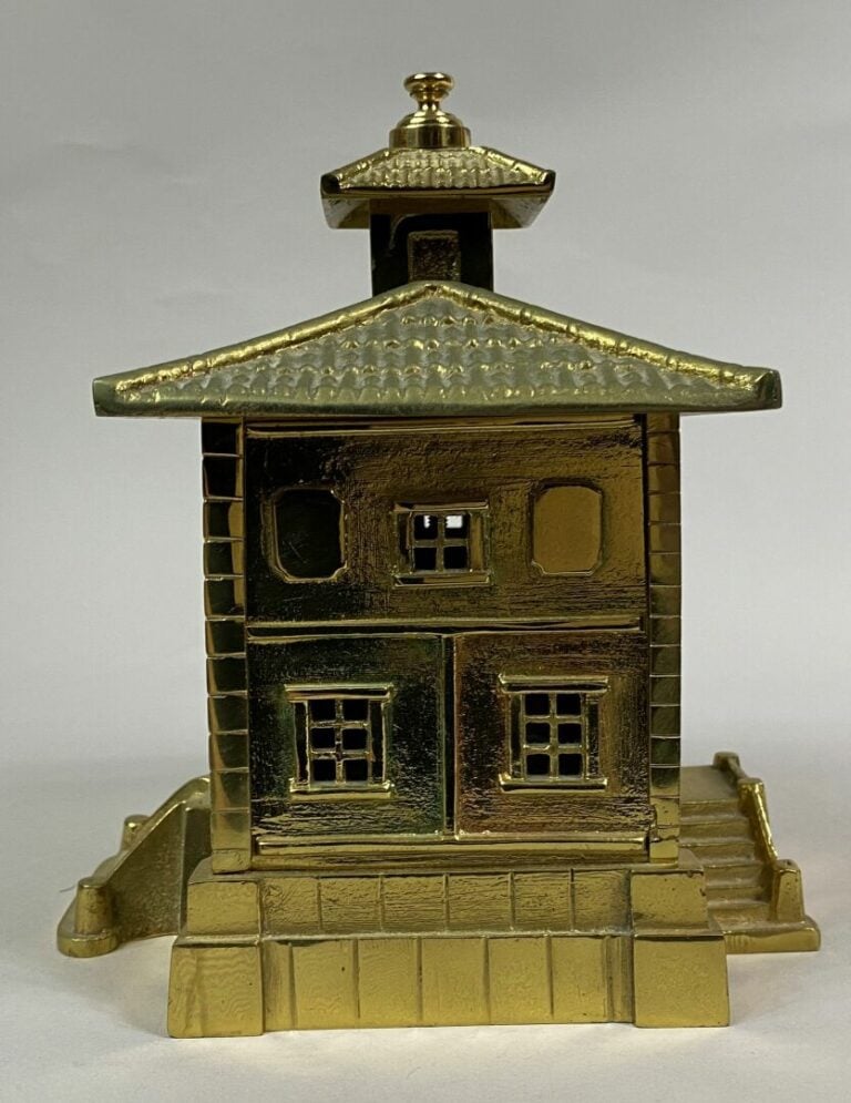 Tirelire en bronze en forme de banque - 18,5 x 16,5 x 15 cm