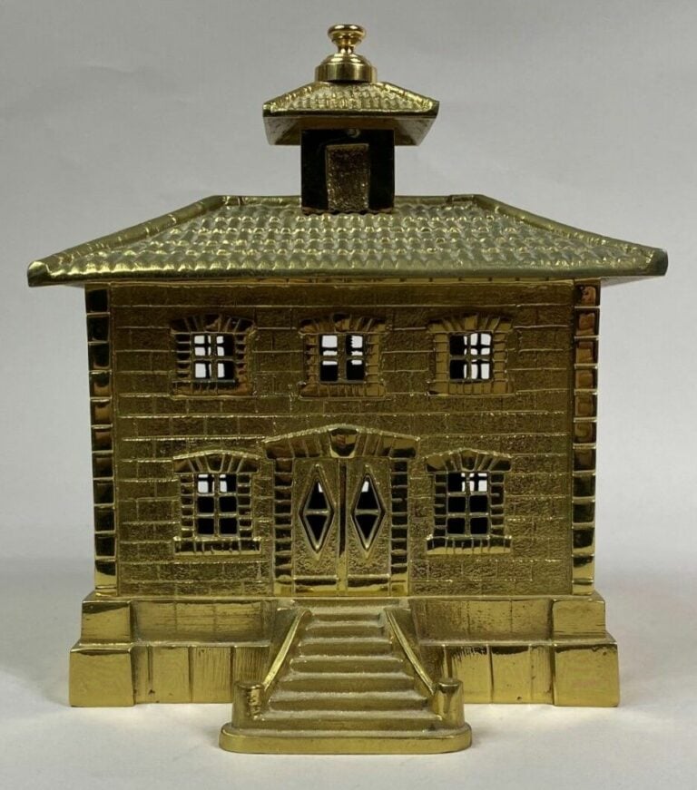 Tirelire en bronze en forme de banque - 18,5 x 16,5 x 15 cm