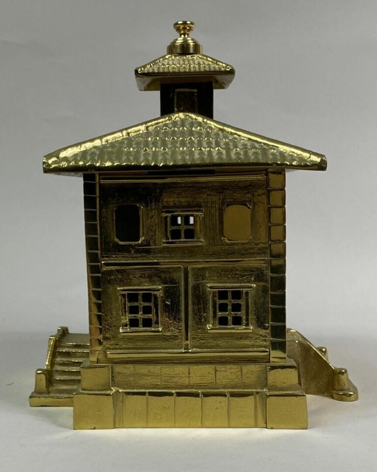 Tirelire en bronze en forme de banque - 18,5 x 16,5 x 15 cm