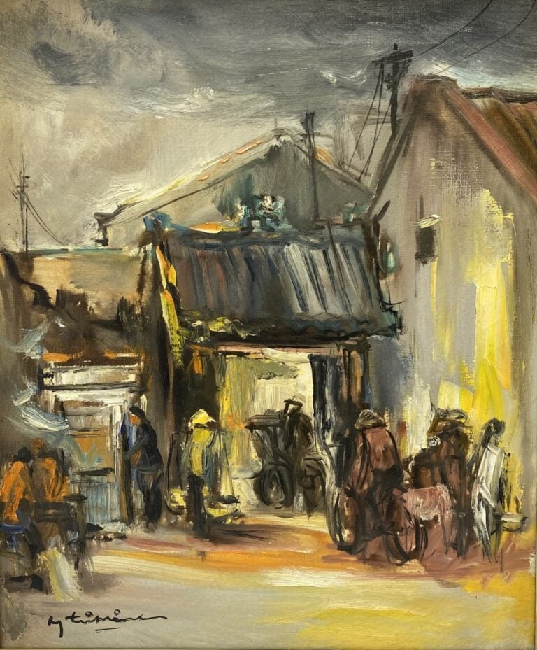 Tri Minh NGUYEN (1924-2010) - Scène de marché à Saïgon (1955-1960) - Huile sur…