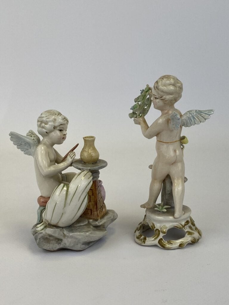 TRIEBNER ENS et ECKERT VOLKSTEDT - Ensemble de deux sujets en porcelaine emaill…