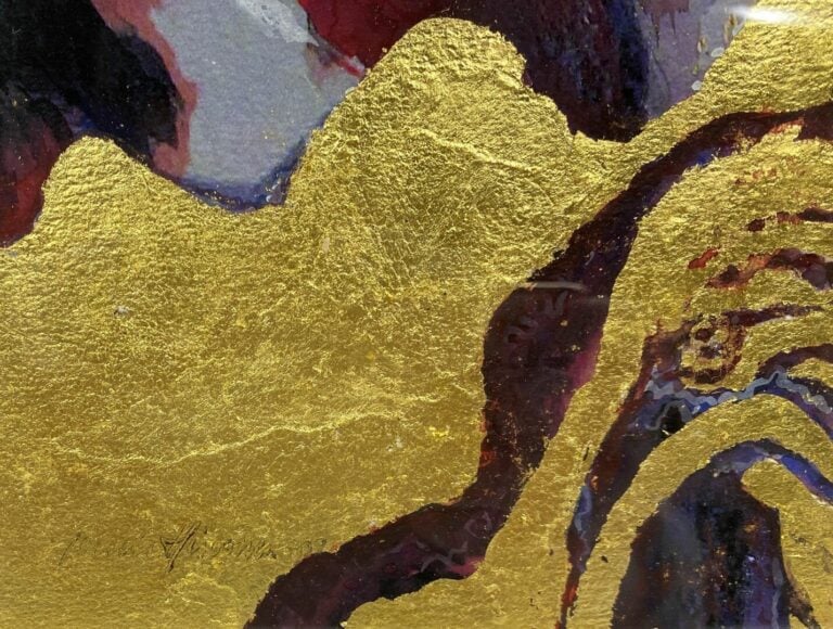 Tuula HIRVONEN (XXe siècle) - Can-Can, 2009 - Aquarelle et feuille d'or - Signé…