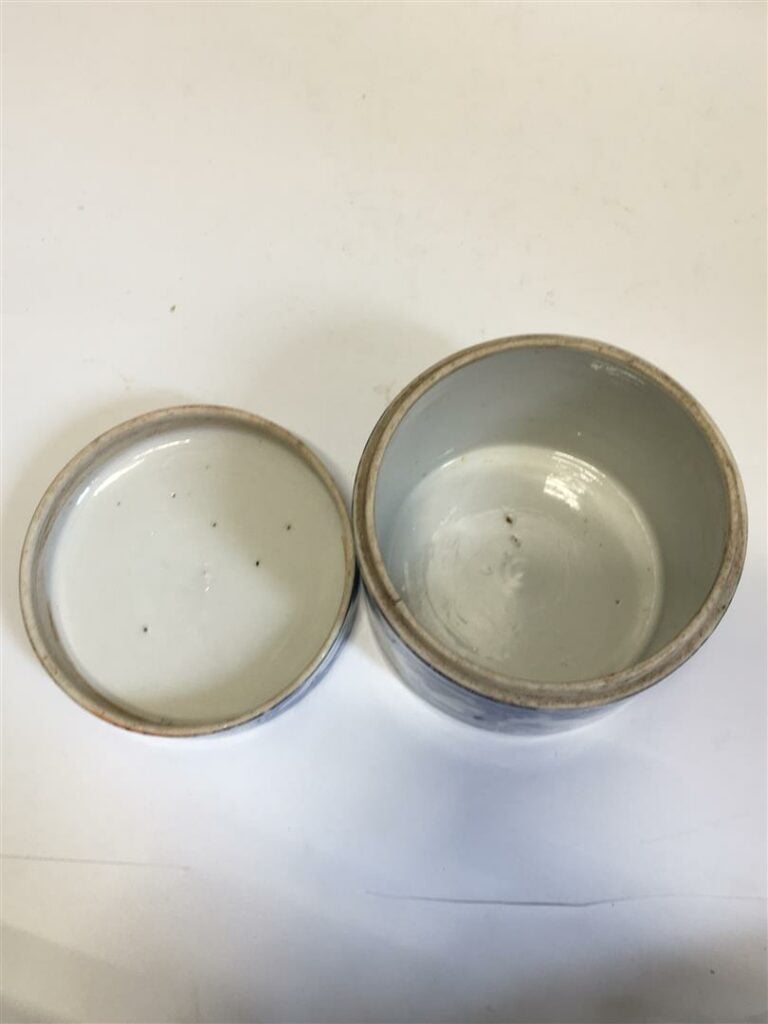 [-] UNE BOITE A THE PORCELAINE BLANC BLEU - Chine - A décor d'un sage toiste et…