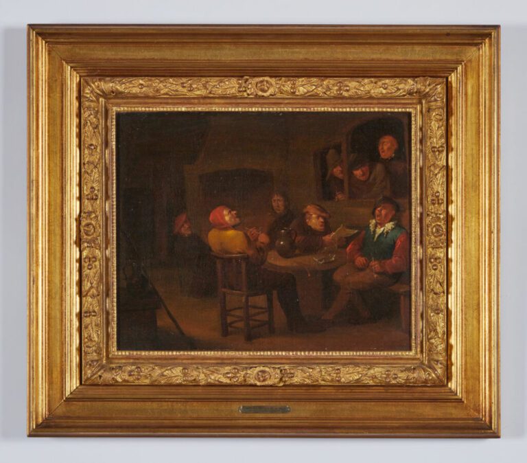 VAN HEEMSKERK Egbert - "L'Auberge" - Huile sur toile non signée - 33 x 40,5 cm