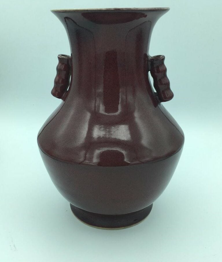 VASE A ANSES EN FORME DE BAMBOU FLAMBE - Chine, XXe siècle - (petits éclats au…
