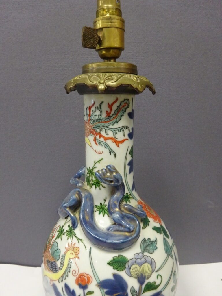 [-] VASE BOUTEILLE EN CERAMIQUE A DECOR DE PHENIX - Chine, - Fleurs et phénix s…