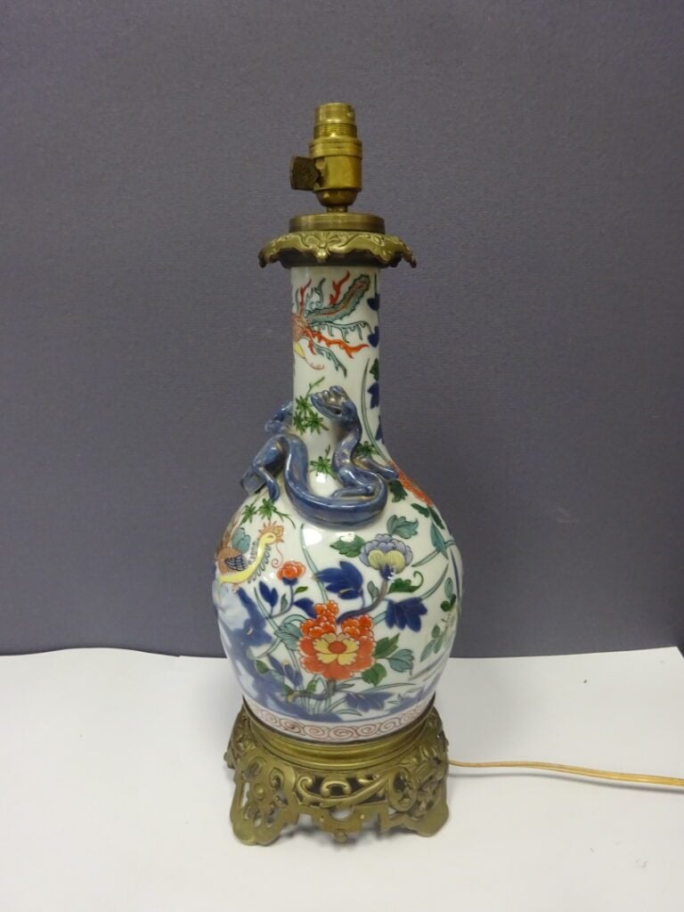[-] VASE BOUTEILLE EN CERAMIQUE A DECOR DE PHENIX - Chine, - Fleurs et phénix s…