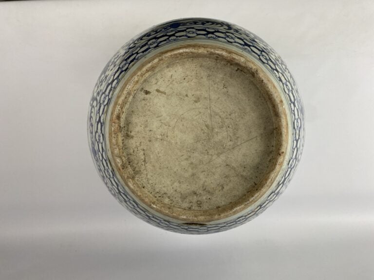 VASQUE A POISSONS EN PORCELAINE BLEU BLANC - Chine - Décor sur la panse en bleu…