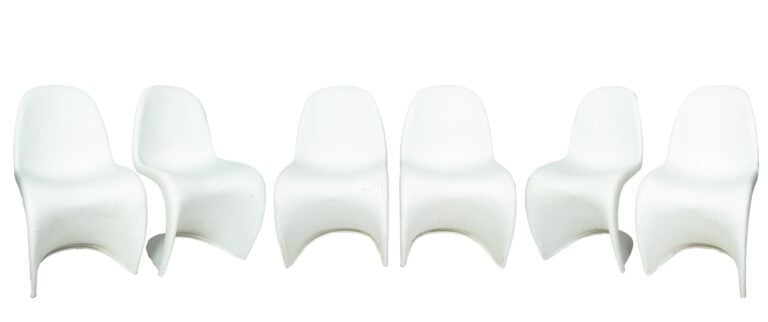 Verner PANTON (1926-1998) - Pour VITRA - Suite de six chaises modèle Panton cha…