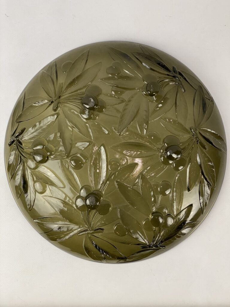 VERNOX Paris - Coupe en verre moulé pressé fumé à motif de branches de cerisier…