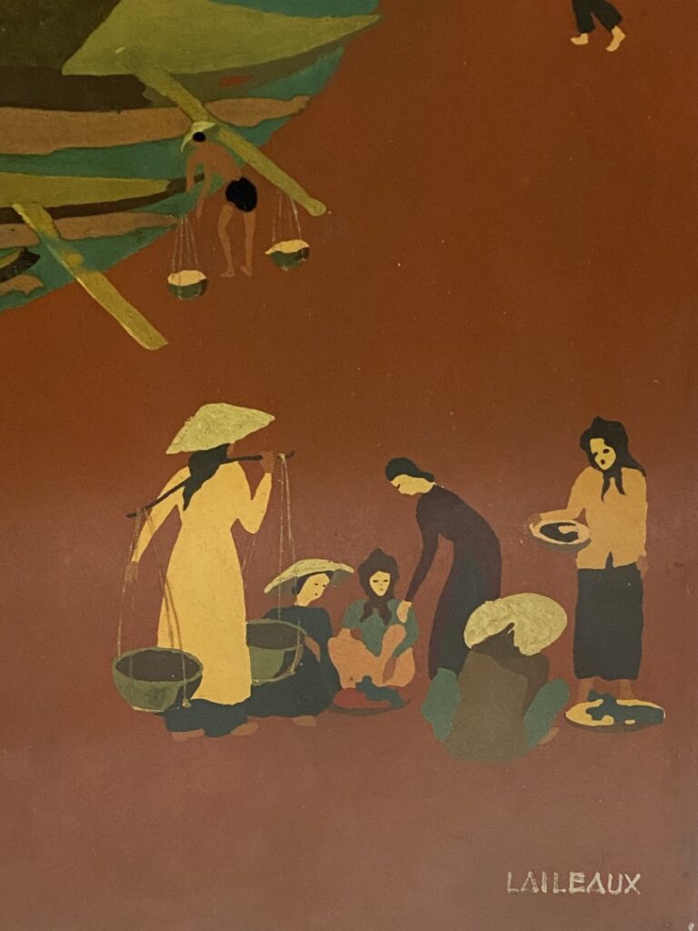 VIETNAM - Retour de pêche - Panneau en bois peint - Signé "LAILEAUX" en bas à d…