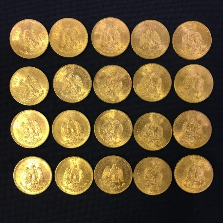 Vingt pièces de 50 pesos or, 1947.