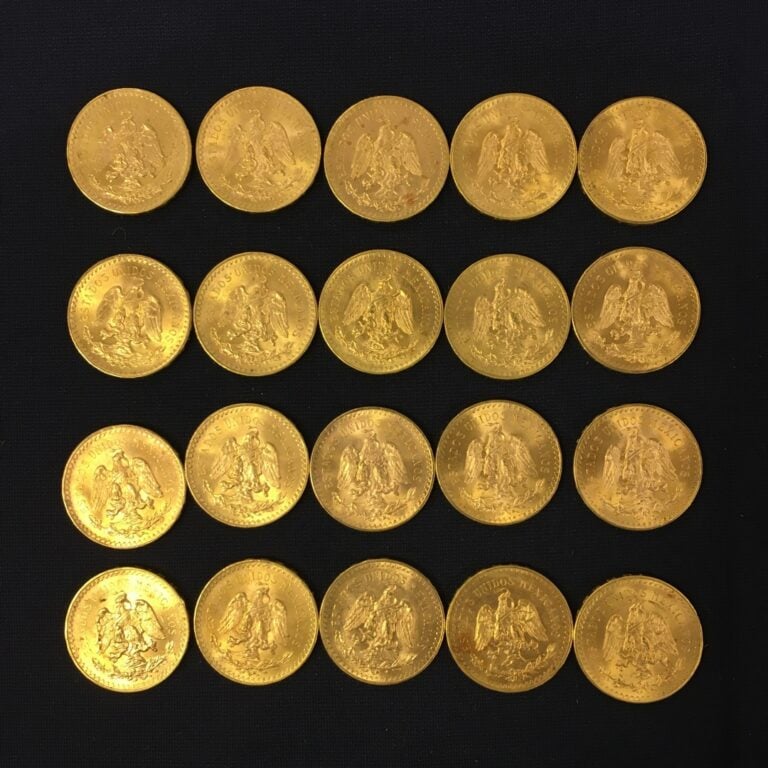 Vingt pièces de 50 pesos or, 1947.