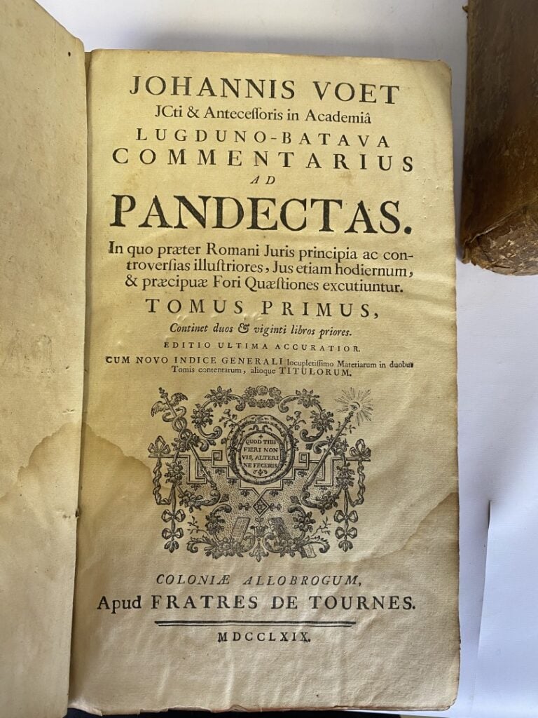 VOET (Johannes) : - Voet Johannes - Jahannis Voet. Commentarius ad Pandectas. I…