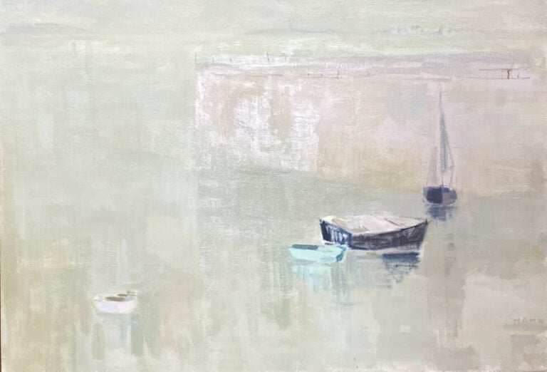 Voiliers - Huile sur toile, - 46 x 64 cm