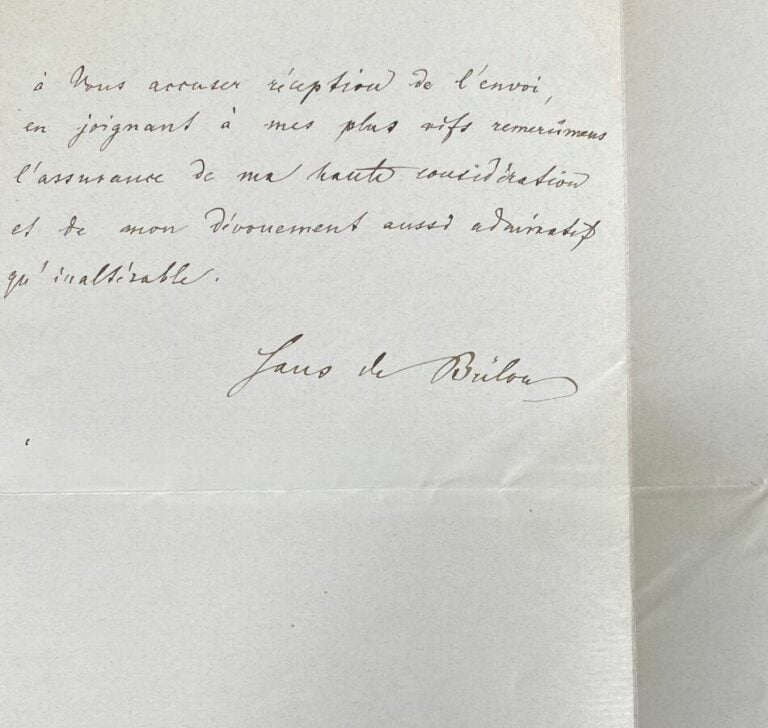 Von Bulow, Hans L.a.s. - Lettre de remerciement datée de 1887.