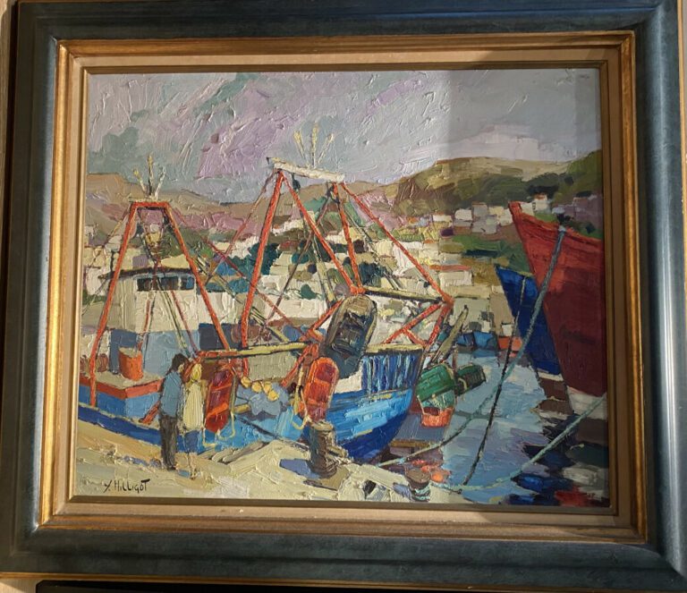 Yves HILLIGOT - Port de pêche - Huile sur toile, signée en bas à gauche - 54 x…