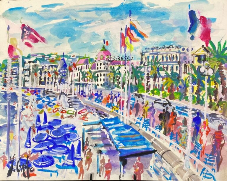 Yvon GRAC (1945) - Suite de trois dessins sur le thème "Nice ma ville" à l'aqua…