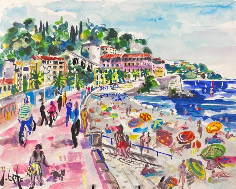 Yvon GRAC (1945) - Suite de trois dessins sur le thème "Nice ma ville" à l'aqua…