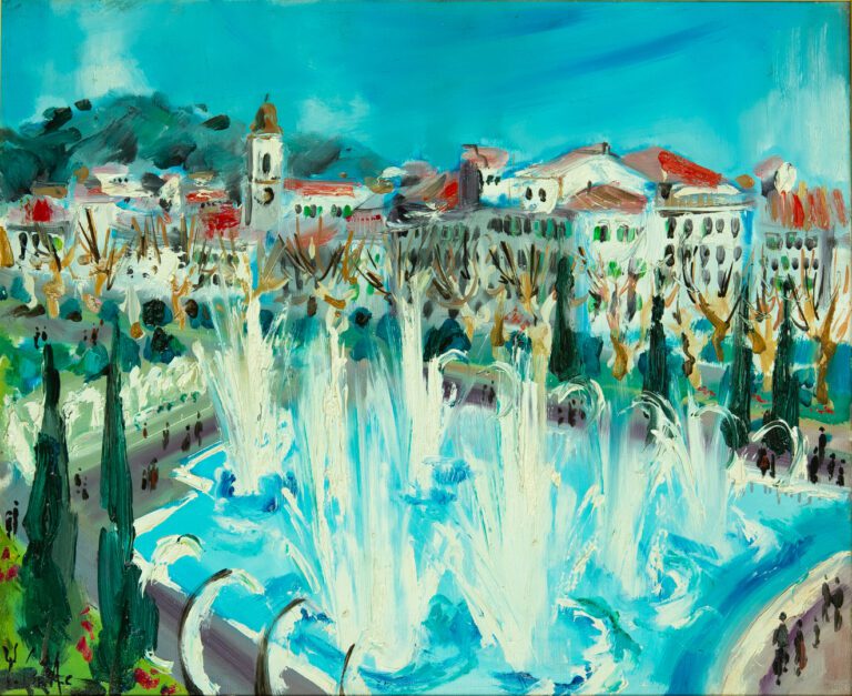 Yvon GRAC (né en 1945). - Les jets d'eau de l'Esplanade du Paillon à Nice - Hui…