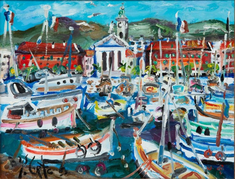 Yvon GRAC (né en 1945). - Les Pointus à Nice - Huile sur toile, signée en bas à…