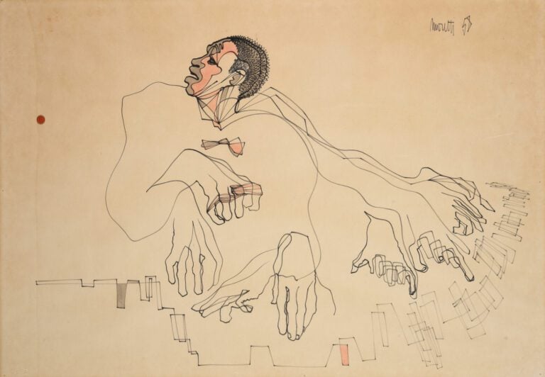 Raymond MORETTI (1931-2005) - Joueur de Jazz - Dessin au feutre sur papier - Si…