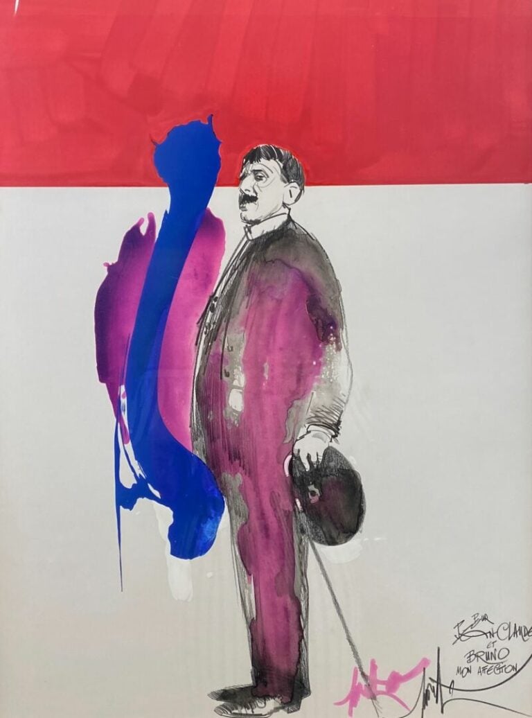 Raymond MORETTI (1931-2005) - Homme à la canne - Technique mixte sur papier - S…