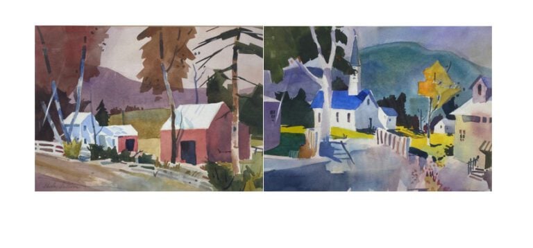 Shirley SULLEIR (?) (XXe siècle) - Deux paysages de campagne - Deux aquarelles…