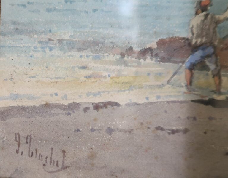 Ercole TRACHEL (1820-1872) - Pêcheur - Aquarelle sur papier - Signé en bas à ga…