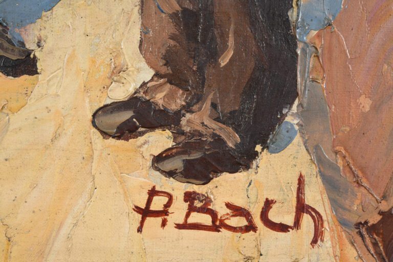 Pierre BACH (1906-1971) - Paysans corses - Huile sur toile - Signée en bas à dr…
