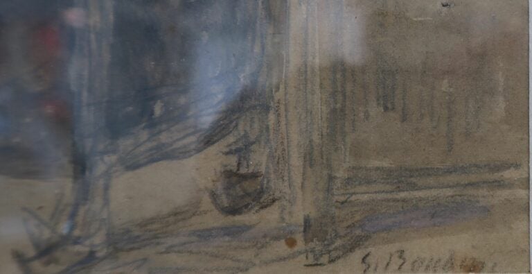 Ecole de la fin du XIXème siècle - Intérieur - Crayon, lavis, aquarelle et crai…