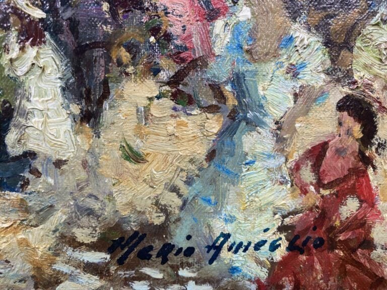 Merio AMEGLIO (1897-1970) - Scène de plage animée - Huile sur toile - Signée en…