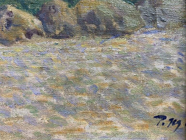 Ecole du XXe siècle - Cour de maison, 1907 - Huile sur toile - Monogrammée en b…