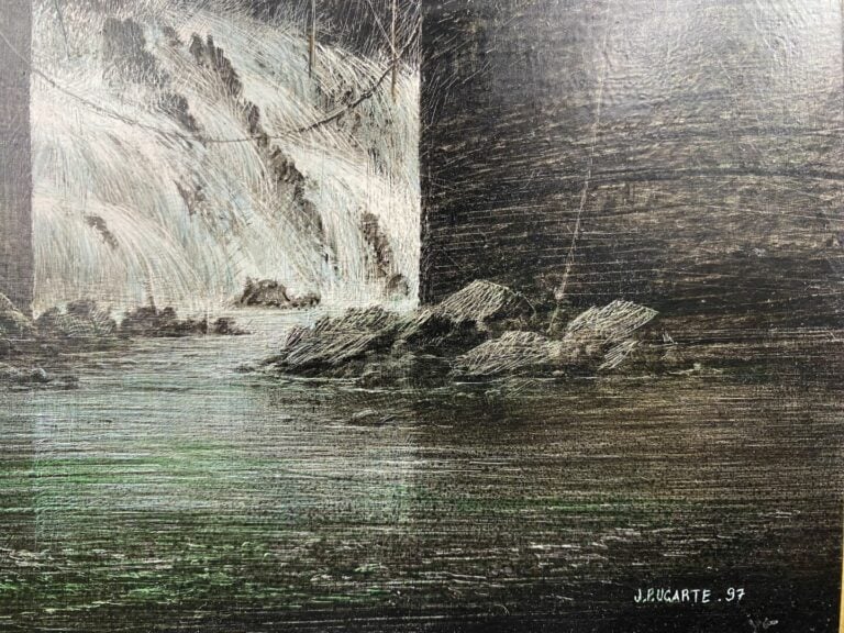 Jean-Pierre UGARTE (1950) - Paysage fantastique - Acrylique sur panneau - Signé…