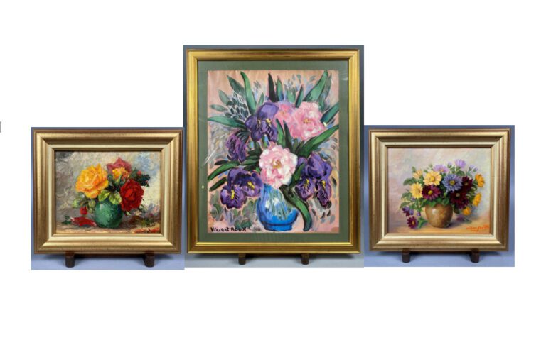 Emile DIDIER-SAYET (XXe siècle) - Paire de vases fleuris - Deux huiles sur isor…