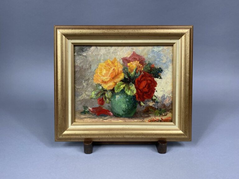 Emile DIDIER-SAYET (XXe siècle) - Paire de vases fleuris - Deux huiles sur isor…