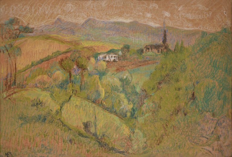 Marguerite Gabrielle SÉRUSIER (1879-1950) - Paysage de campagne - Pastel sur pa…