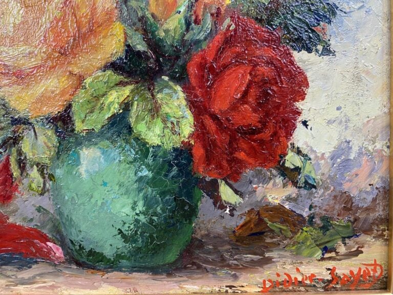 Emile DIDIER-SAYET (XXe siècle) - Paire de vases fleuris - Deux huiles sur isor…