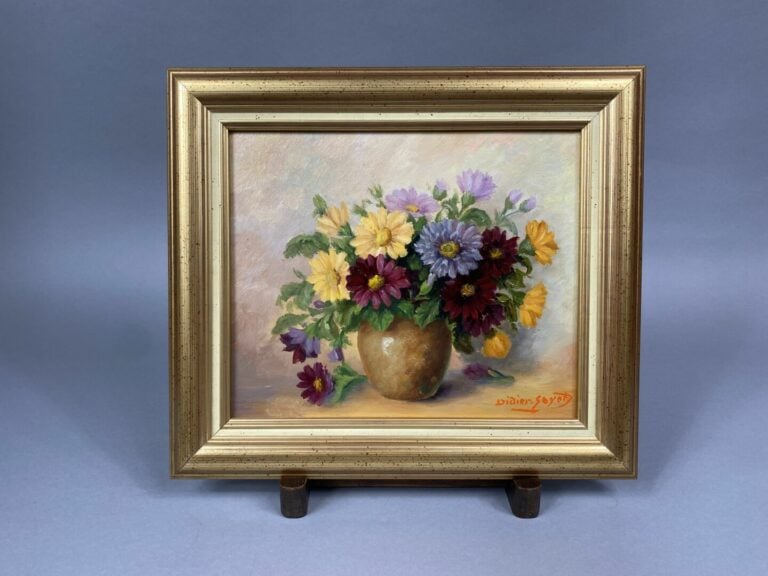 Emile DIDIER-SAYET (XXe siècle) - Paire de vases fleuris - Deux huiles sur isor…