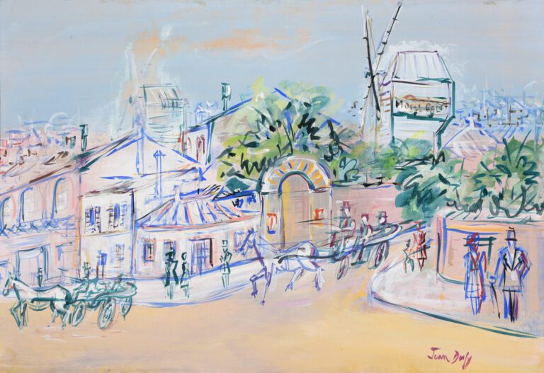 Jean DUFY (1888-1964) - Montmartre - Aquarelle et gouache sur papier, signé en…