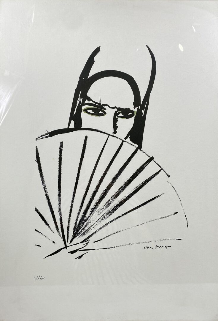 Kees VAN DONGEN (1877-1968) - Femme à l'éventail - Lithographie - Signée en bas…