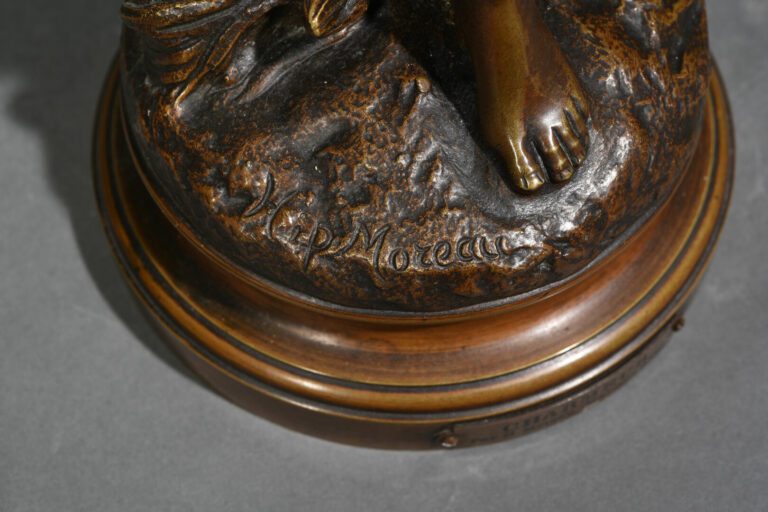 Hippolyte François MOREAU (1832-1927) - Le charmeur - Epreuve en bronze à patin…