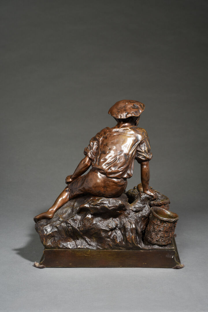 Martial DE ROFFIGNAC (1845-1904) - Le jeune pêcheur - Epreuve en bronze à patin…