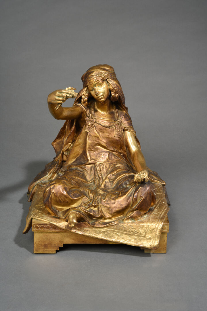 Louis Ernest BARRIAS (1841-1905) - Jeune fille de Bou Saada - Epreuve en bronze…