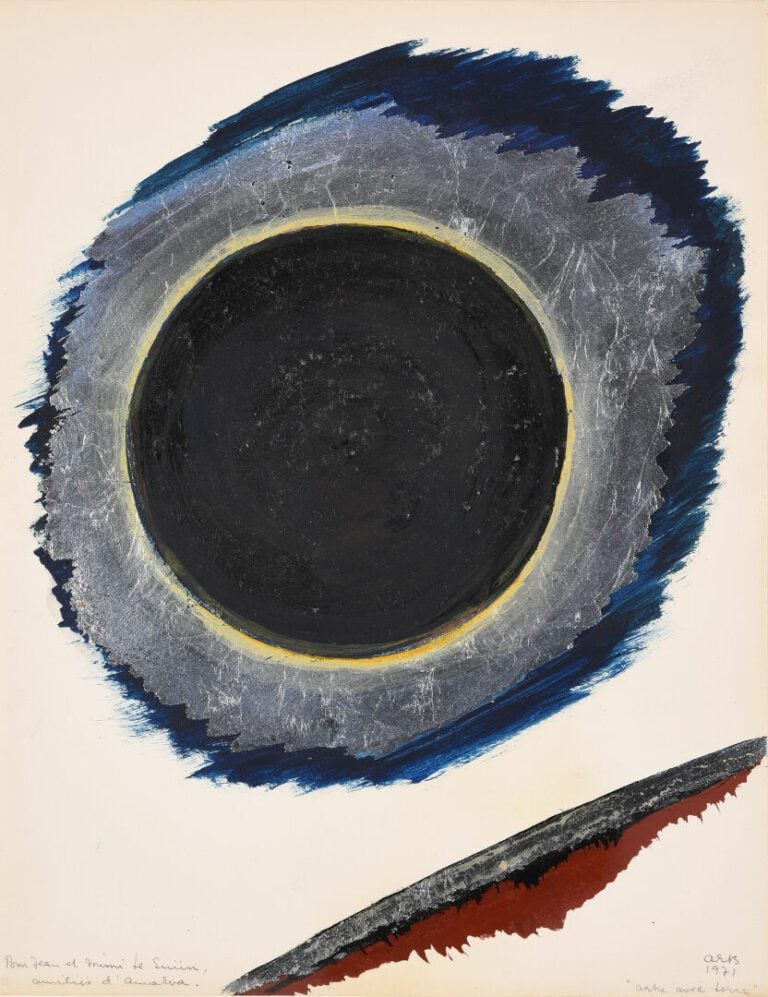 Anna Eva BERGMAN (1909-1987) - Astre avec Terre, 1971 - Gouache et feuille de m…