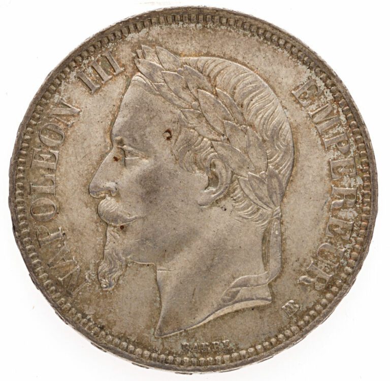 5 Francs Napoléon III 1869 BB. Argent, diam : 37mm, poids : 25g SUP.