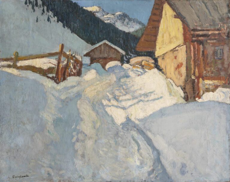 Alfred SWIEYKOWSKI (1869-1953) - Paysage de neige en Savoie - Huile sur toile,…