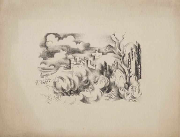 André LHOTE (1885-1962) - Paysage - Crayon et fusain sur papier, signé en bas à…
