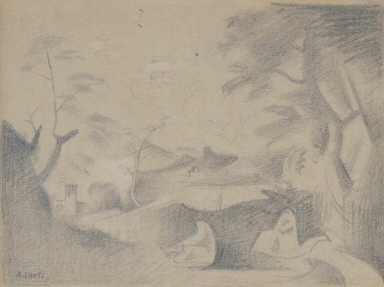 André LHOTE (1885-1962) - Paysage - Crayon et fusain sur papier, signé en bas à…